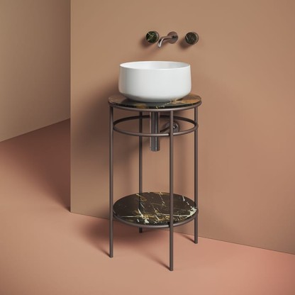Artceram Vogue Металическая структура ?44хh72,5см., напольная, с  раковиной, с мраморной столешницей и полочкой, цвет: moka/белый