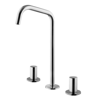 Carlo Frattini So Смеситель для раковины, высота 329мм, на 3 отверстия, вращающийся излив ? 18мм, донный клапан click-clack, цвет: хром