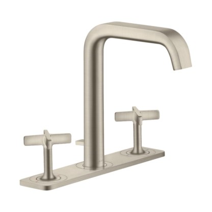 Axor Citterio E Смеситель для раковины, на 3 отв., с панелью и донным клапаном, цвет: шлифованный никель