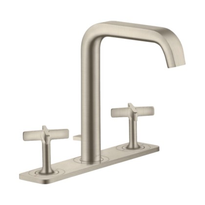 Axor Citterio E Смеситель для раковины, на 3 отв., с панелью и донным клапаном, цвет: шлифованный никель