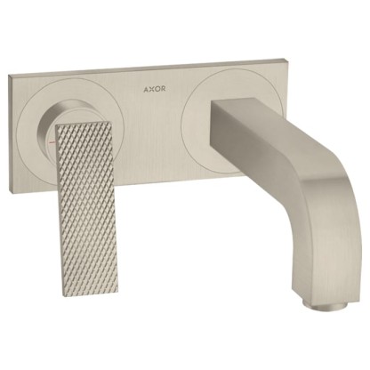 Axor Citterio Смеситель для раковины, встраиваемый, излив: 22см, с панелью, текстура, цвет: шлифованный никель