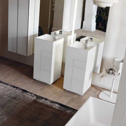 NOORTH milldue edition TOUCH Комплект мебели 41х40х88см, напольный, 3 ящика, слив в пол, раковина Milltek, смеситель H2O, цвет: белый матовый