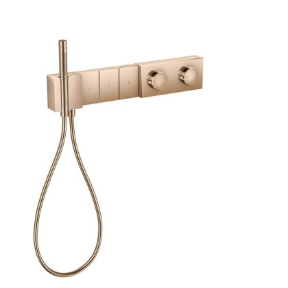 Axor Edge Смеситель для душа 540/100, встраиваемый, термостат, на 3 источника с ручным душем, алмазная огранка, внешняя часть, цвет: красное золото