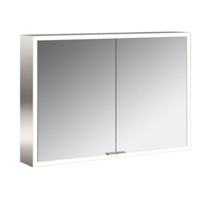 EMCO Prime Зеркальный шкаф 100x70см., с подсветкой, навесной, 2 двери, 2 полки, розетка, цвет: белый