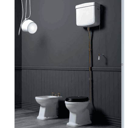 SIMAS Londra Унитаз 60х36.5см, c горизонтальным сливом, с высоким бачком, механизмом и трубой цвет бронза