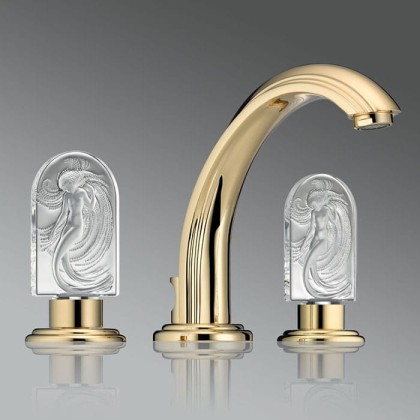 THG Na?ade Смеситель для раковины на 3 отверстия, с донным клапаном, цвет: Soft gold