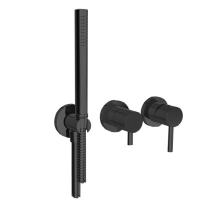 Bongio ON Смеситель для душа, встраиваемый, однорычажный, с переключателем на 2 положения, с руч душ и шланг 1500 мм, внешняя часть, цвет: мат черн хром