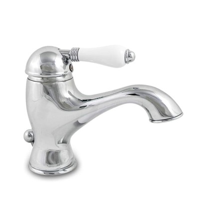 Nicolazzi P.m. Blanc Смеситель для раковины однорычажный, с донным клапаном, ручки белая керамика, цвет: хром