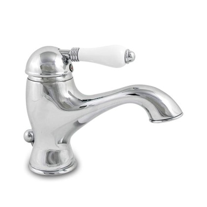 Nicolazzi P.m. Blanc Смеситель для раковины однорычажный, с донным клапаном, ручки белая керамика, цвет: хром