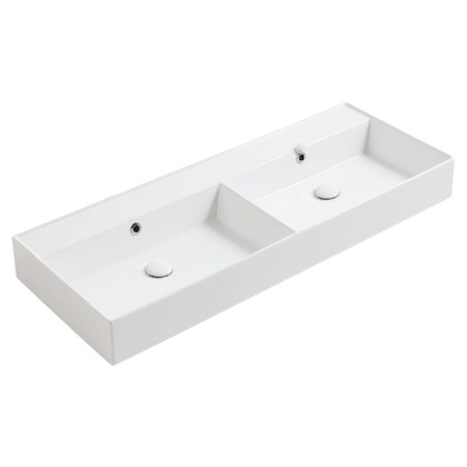 Simas Agile Раковина двойная 121х46см., подвесная, без перелива, без отв., цвет: белый