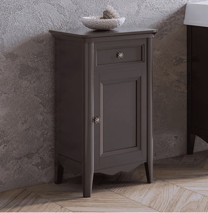 TW Veronica, Тумба 50.2/45x40/37.4xh86.7см, 1 распашная дверка 1 выдвижной ящик, доводчики Blum (петли справа-DX), напольная, цвет: Gridgio, ручки: Riflesso