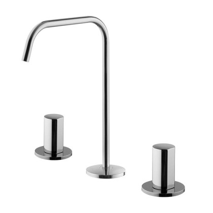 Carlo FraCarlo Frattini So Смеситель для раковины, на 3 отверстия, вращающийся излив ? 10 мм., с донным клапаном click-clack, цвет: хром