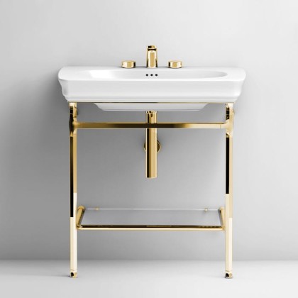 Artceram Civitas Металическая структура Quadra 55х44хh80,5см, полка стекло, напольная, цвет: золото