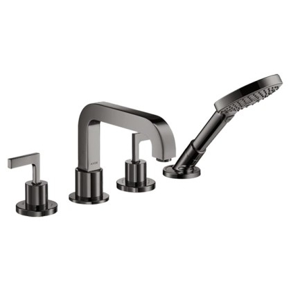 Axor Citterio Смеситель на борт ванны, на 4 отв., ручка: рычаг, с ручным душем, цвет: полированный черный хром
