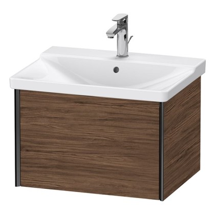 Duravit XViu Тумба подвесная 61x46.9x40.5см, с раковиной, 1 ящик, цвет: walnut dark/черный матовый