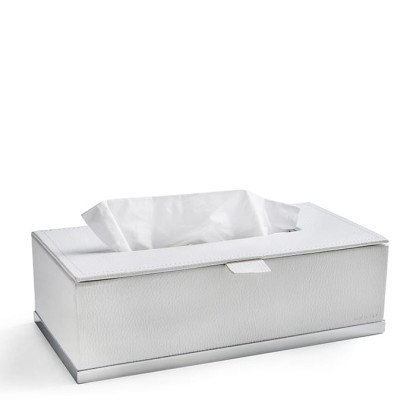 3SC Snowy Контейнер для бумажных салфеток, 25х13хh8 см, настольный, цвет: белая эко-кожа/хром