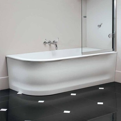 Devon&Devon Wave Dx Ванна пристенная, 176.5х82.5хh56см из минерального литья, цвет: белый с сифоном золото