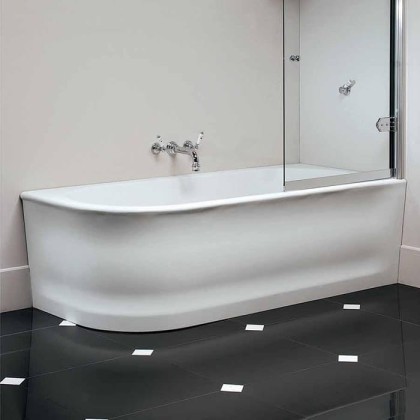 Devon&Devon Wave Dx Ванна пристенная, 176.5х82.5хh56см из минерального литья, цвет: белый с сифоном золото