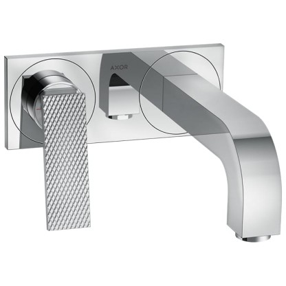 Axor Citterio Смеситель для раковины, встраиваемый, излив 220 мм, с панелью, с текстурой, внешняя часть, цвет: хром