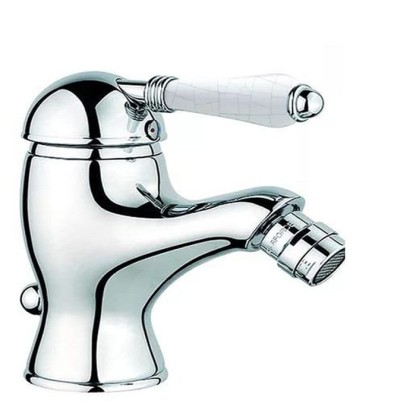 Nicolazzi P.m. Blanc A Смеситель для биде, на 1 отв, с донным клапаном, излив: 107 мм, ручки состаренная керамика, цвет: хром