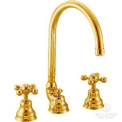 CISAL Arcana Ceramic Смеситель для раковины на 3 отверстия, с донным клапаном, цвет: золото