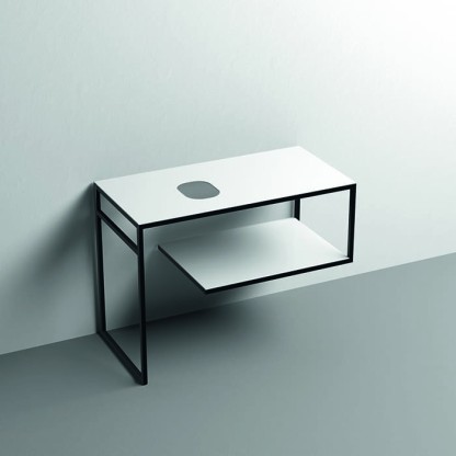 Kerasan Louise Металлическая структура для раковины 100х74см, напольная, с полкой, с 1 отв., с полотенцедержателем, цвет: белый матовый