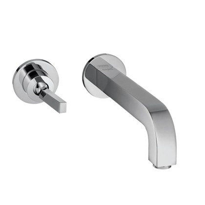 Axor Citterio Встраиваемый смеситель для раковины, на 2 отв., с розеткой, излив: 225мм, с донным клапаном, внешняя часть, цвет: хром