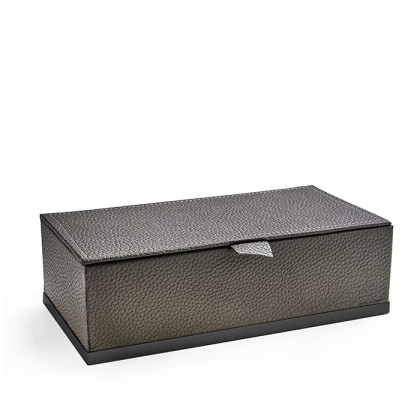 3SC Milano Коробочка универсальная, 25х13хh8см, с крышкой, настольная, цвет: коричневая эко-кожа/черный матовый