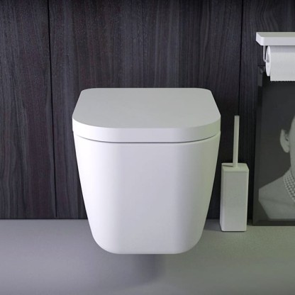 KNIEF Pride унитаз подвесной безободковый 52х39х33см с сидением soft close, цвет: белый матовый