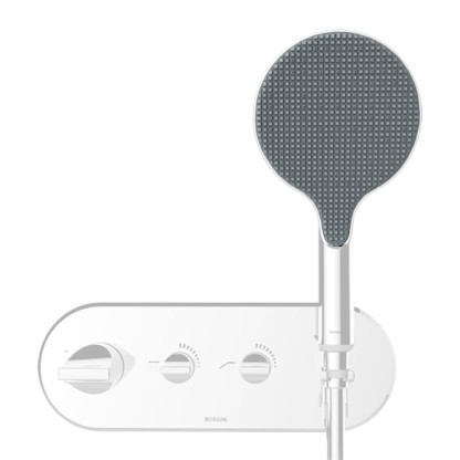 Bossini Apice Смеситель для душа, встраиваемый, термостатический, 2 запорных вентиля, с ручным душем и шлангом 1500 мм, цвет: белый матов