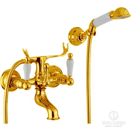 CISAL Arcana Toscana Смеситель для ванны с душевым комплектом, цвет: золото/белый