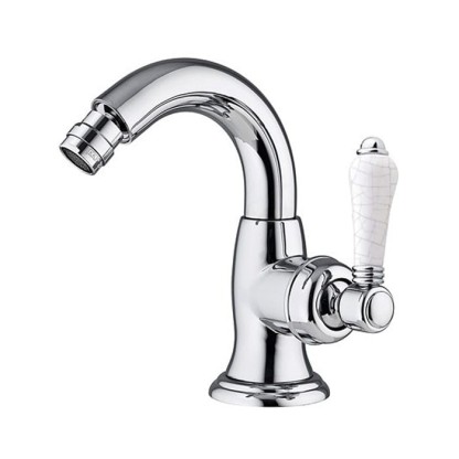 Nicolazzi P.m. Blanc A Смеситель для биде, на 1 отв, с донным клапаном, излив: 132 мм, ручки состаренная керамика, цвет: хром