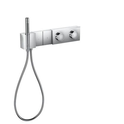 Axor Edge Смеситель для душа 470/100, встраиваемый, термостат, на 2 источника, с ручным душем, алмазная огранка, внешняя часть, цвет: хром