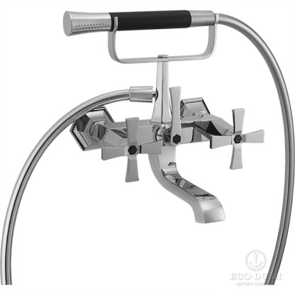 CISAL Cherie Смеситель двухвентильный для ванны, с душевым комплектом, цвет: хром/черный