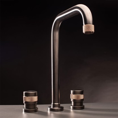 Nicolazzi Khady Смеситель для раковины высокий на 3 отв., цвет: Black Nichel/Rose Gold