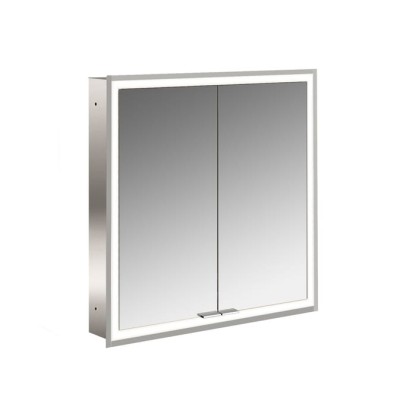 EMCO Prime Зеркальный шкаф 60x70см., с подсветкой, встраиваемый, 2 двери, 2 полки, розетка, цвет: белый