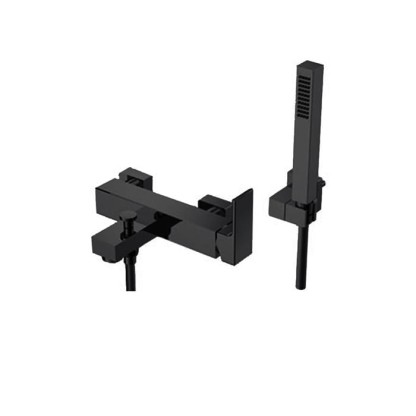 Gattoni Kubik Смеситель для ванны/душа, встраиваемый, с ручной лейкой, цвет: черный матовый