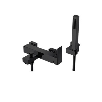 Gattoni Kubik Смеситель для ванны/душа, встраиваемый, с ручной лейкой, цвет: черный матовый