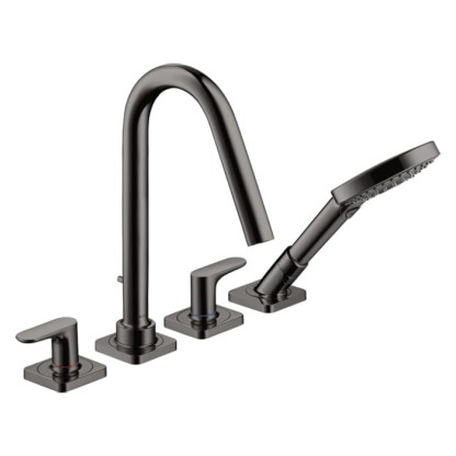 Axor Citterio M Смеситель для ванны, на 4 отв., с ручным душем, цвет: полированный черный хром