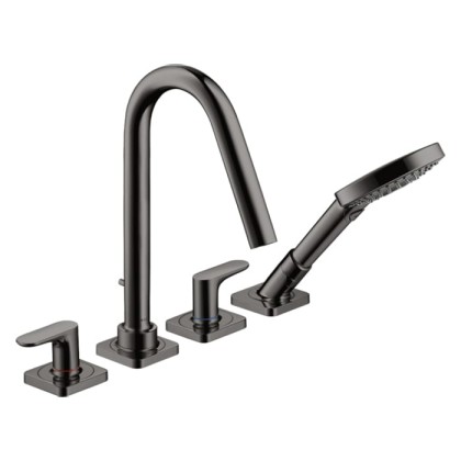 Axor Citterio M Смеситель для ванны, на 4 отв., с ручным душем, цвет: полированный черный хром