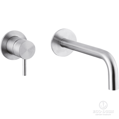 HUBER Lynox Смеситель для раковины на 2 отверстия из стены, излив 250мм, нержавеющая сталь