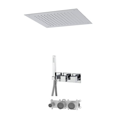 Fima Carlo Frattini Sistemi doccia Душевая система, с верхним душем 49х49см., встраиваемый, термостатическим смесителем, на 2 выхода и ручным душем, цвет: хром