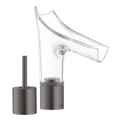 Axor Starck V Смеситель для раковины 110, на 2 отв., со стеклянным изливом, цвет: шлифованный черный хром