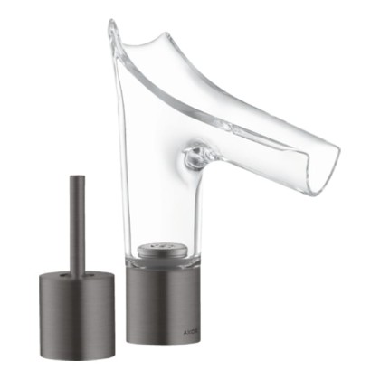 Axor Starck V Смеситель для раковины 110, на 2 отв., со стеклянным изливом, цвет: шлифованный черный хром