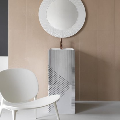 Laufen Kartell Раковина 37.5х43.5х90 см, 1 отв., напольная, без перелива, цвет: белый с черными линиями