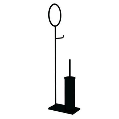 Bertocci Moon Напольная стойка, с ершиком, бумагодержателем и полотенцедержателем 22х12х83hсм., цвет: черный матовый