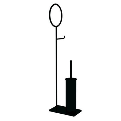 Bertocci Moon Напольная стойка, с ершиком, бумагодержателем и полотенцедержателем 22х12х83hсм., цвет: черный матовый