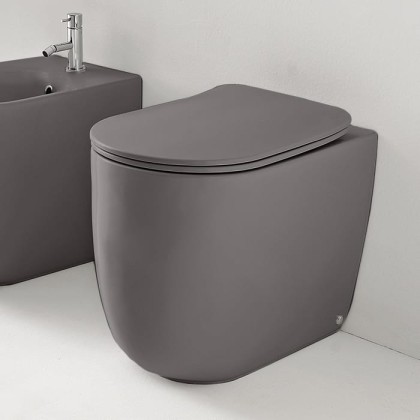 Kerasan Nolita Унитаз безободковый пристенный 55х35 см, с креплениями WB5N, цвет: Ferro matt