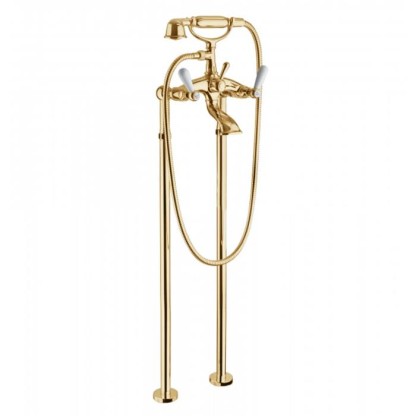 Смеситель для ванны Bongio Oxford Lux, цвет: золото/белый фарфор