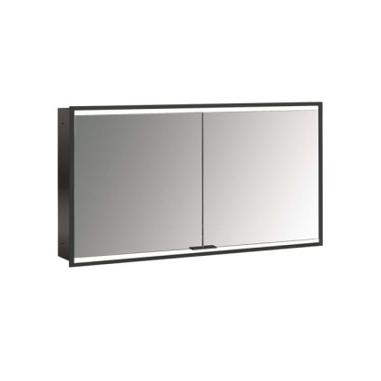 Emco Prime Зеркальный шкаф 130см., с подсветкой LED2 Facelift встраив. модель, 2-дверки, IP 20, цвет черный зеркальная задняя стенка